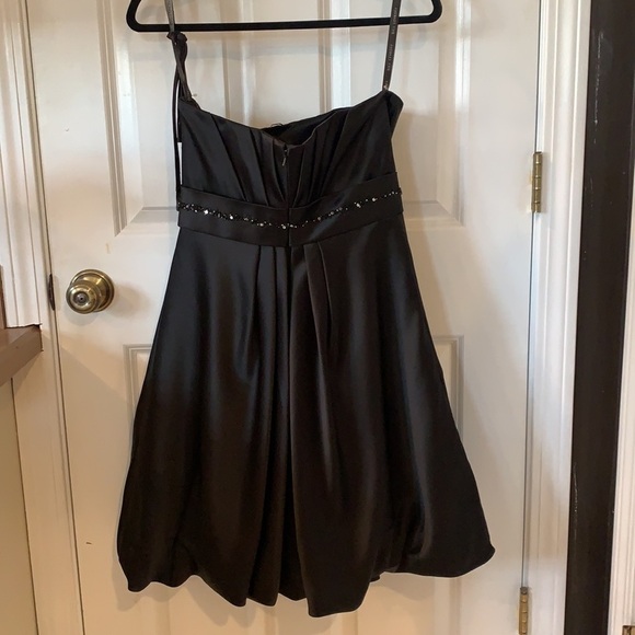 NWT Bill Levkoff Black Curo Satin Bubble Strapless Dress beads & sequins waist 8 - Picture 5 of 15